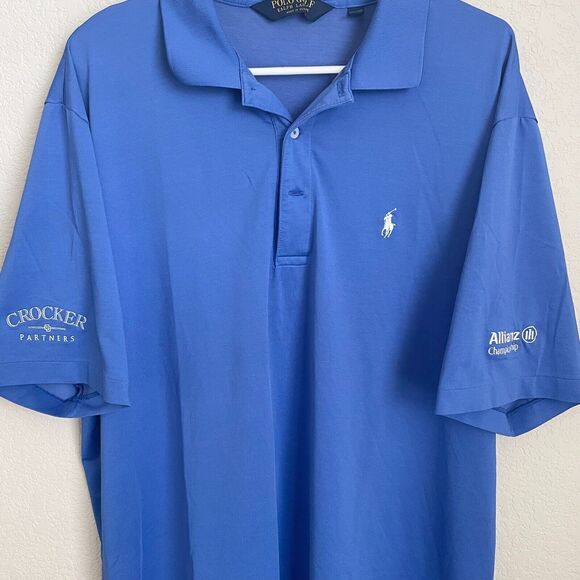 Polo Ralph Lauren Mens Shirt XL Blue Gold Active Performance Crocker Partners - Picture 2 of 11